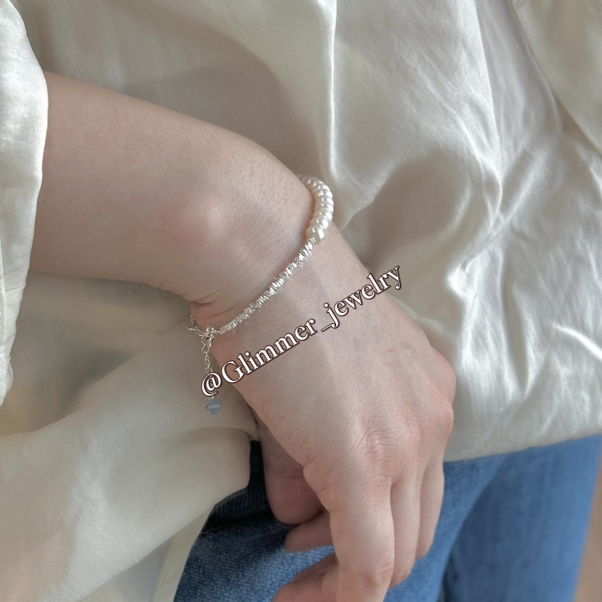 Shimmering 925 Sliver Pearl Bracelet & Necklace