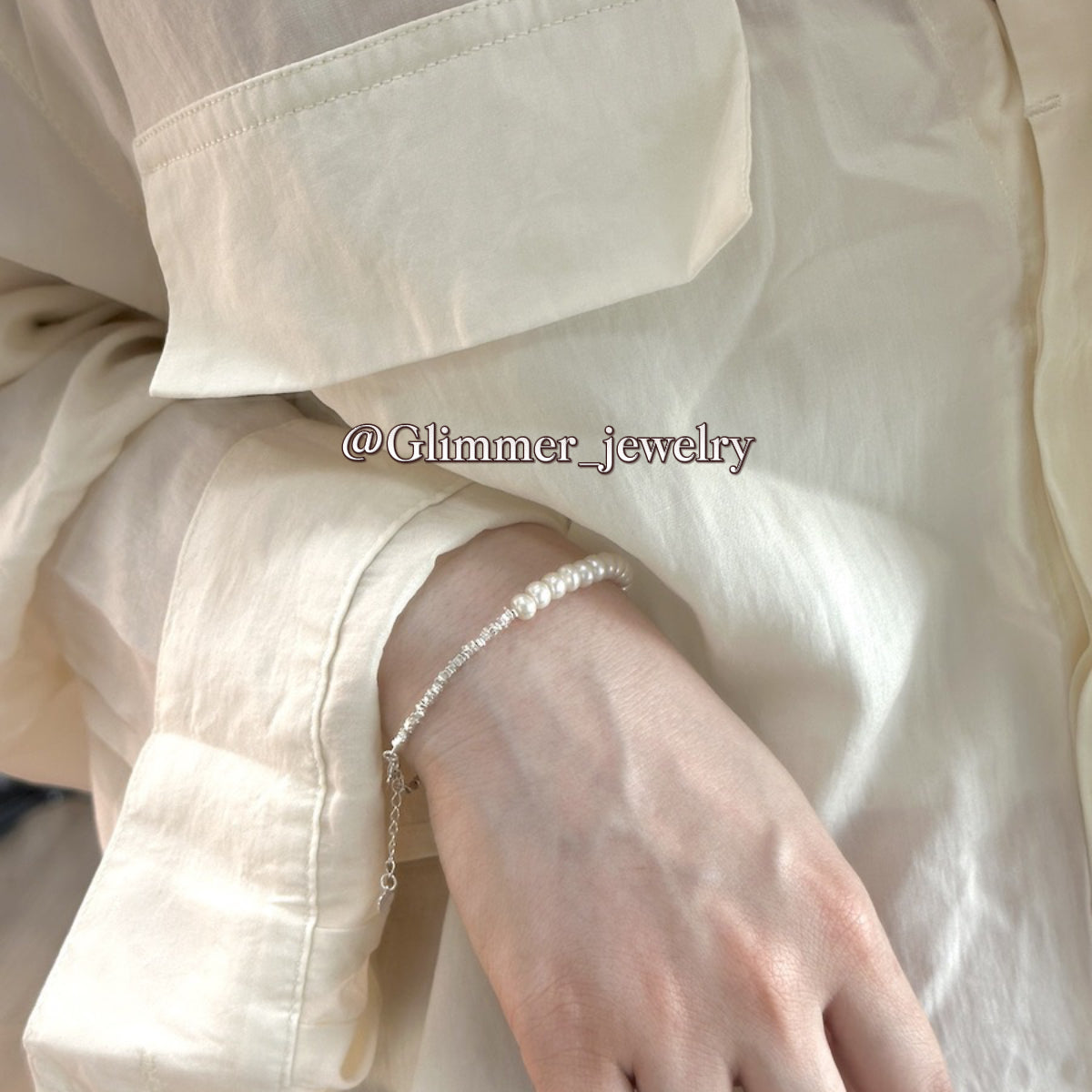 Shimmering 925 Sliver Pearl Bracelet & Necklace