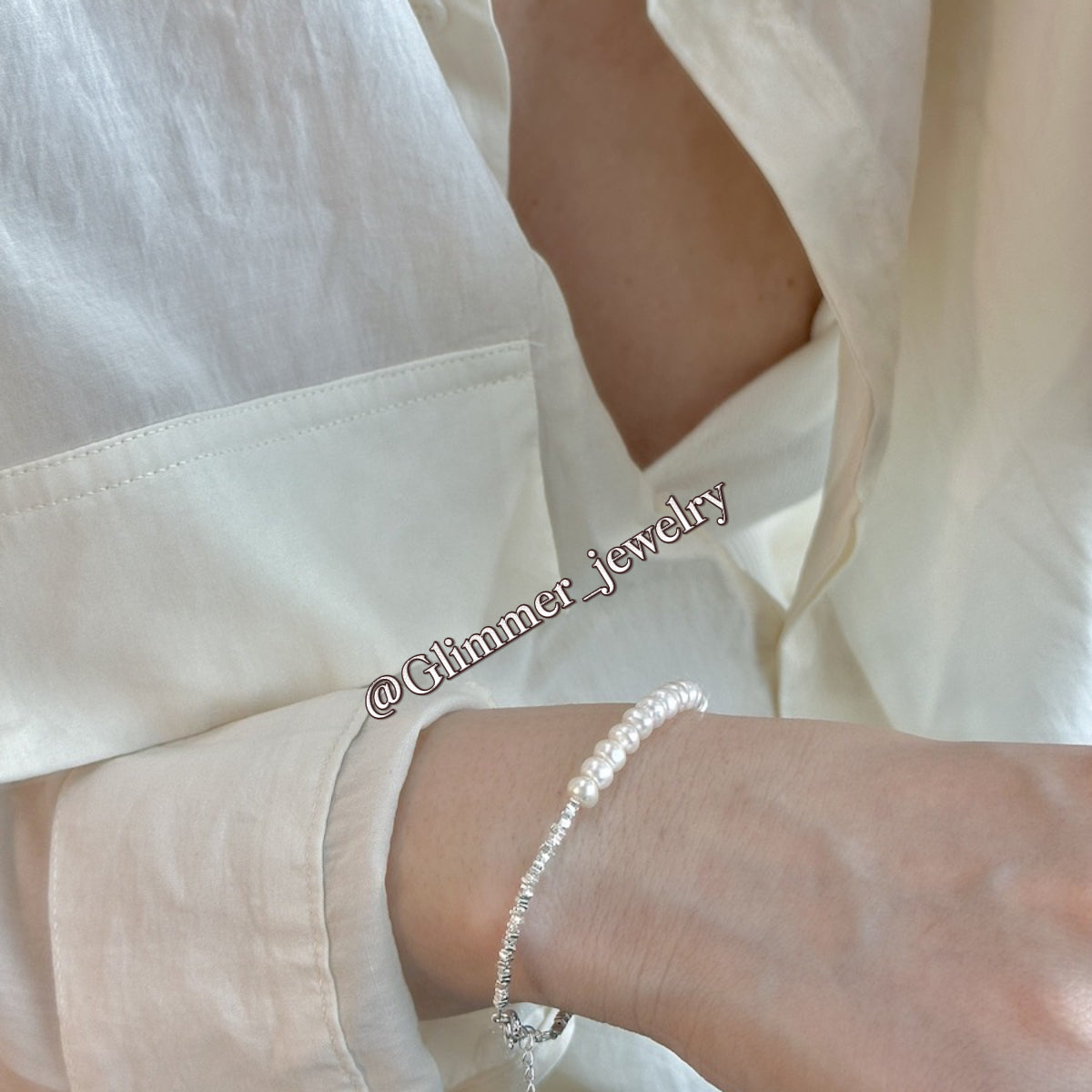 Shimmering 925 Sliver Pearl Bracelet & Necklace