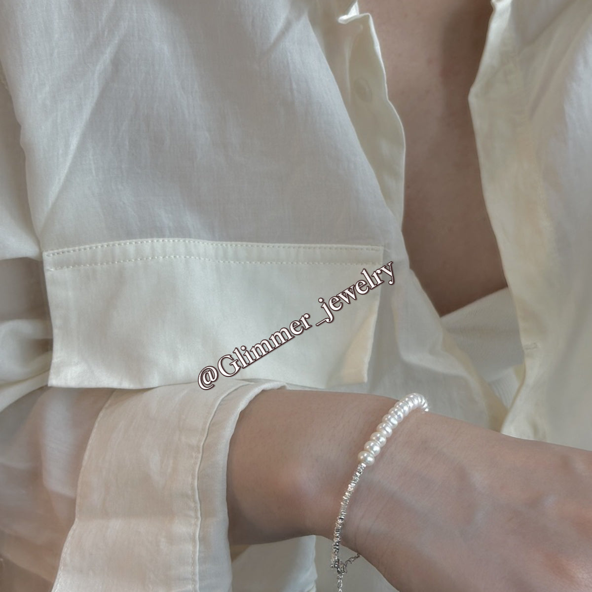 Shimmering 925 Sliver Pearl Bracelet & Necklace