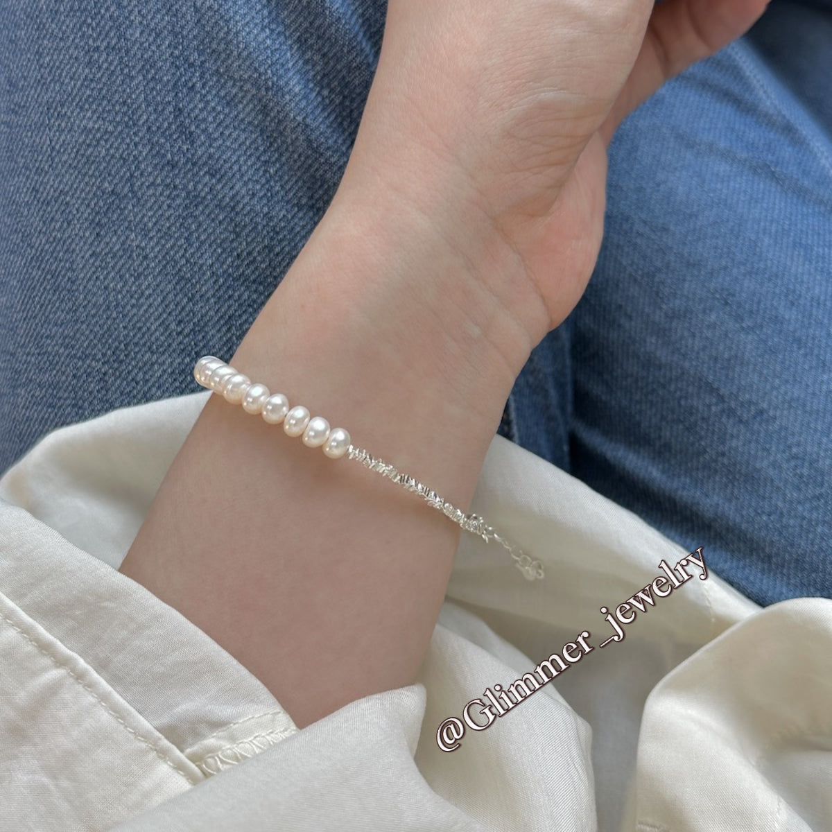 Shimmering 925 Sliver Pearl Bracelet & Necklace