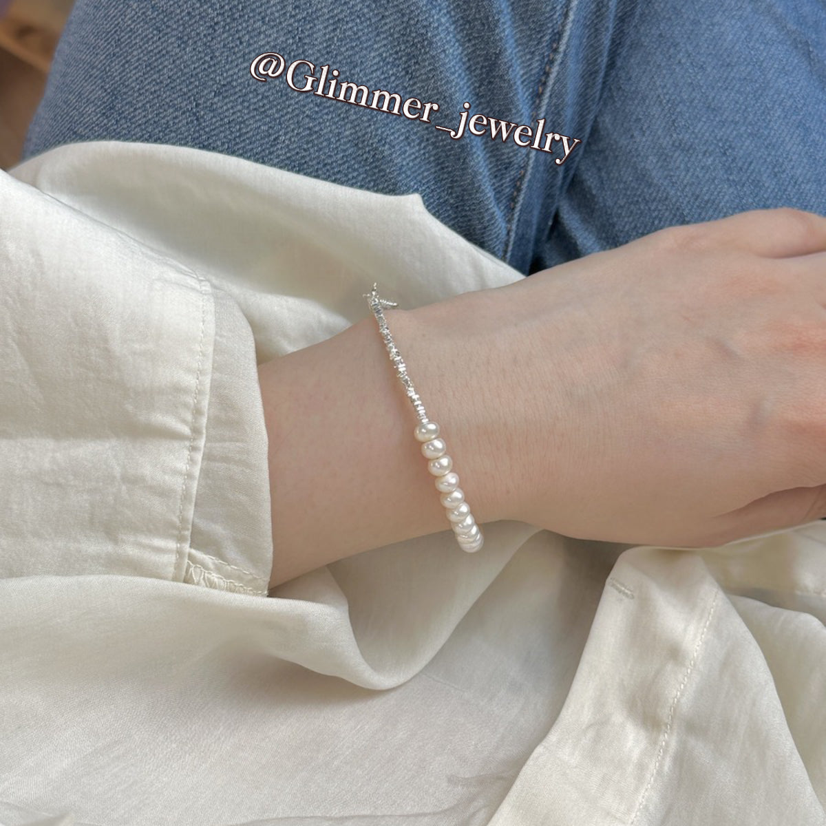 Shimmering 925 Sliver Pearl Bracelet & Necklace