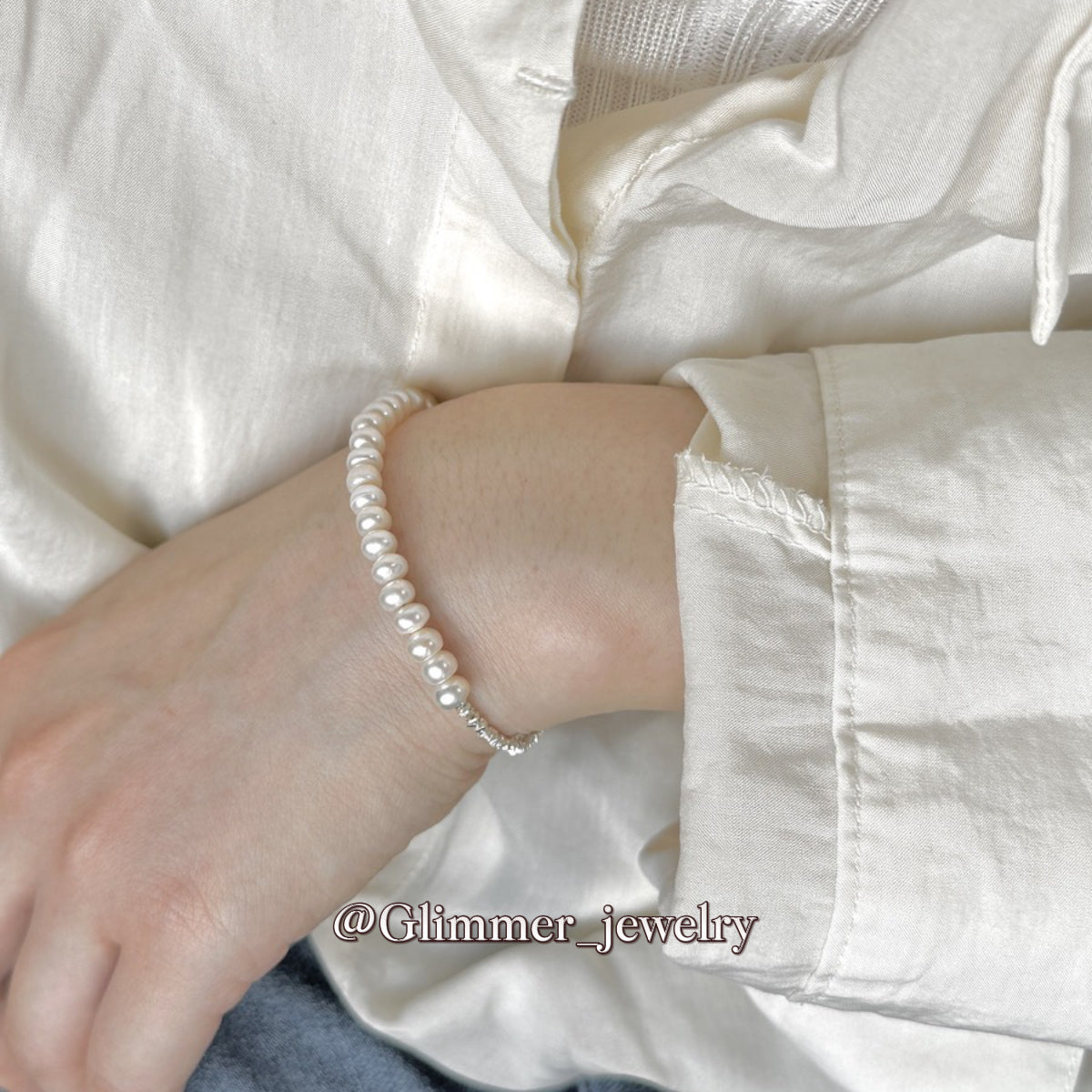 Shimmering 925 Sliver Pearl Bracelet & Necklace