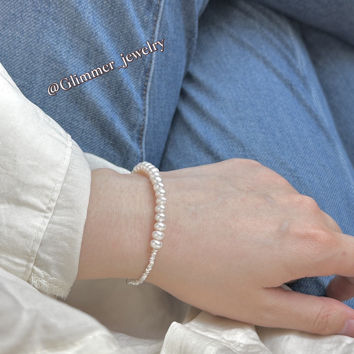Shimmering 925 Sliver Pearl Bracelet & Necklace