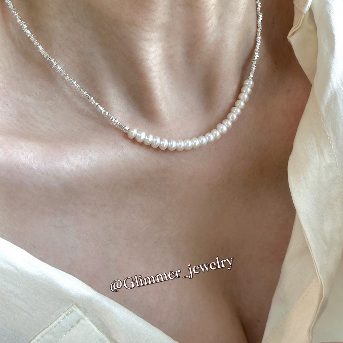 Shimmering 925 Sliver Pearl Bracelet & Necklace
