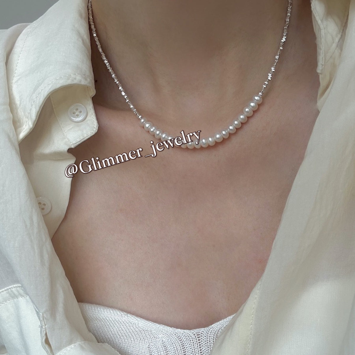 Shimmering 925 Sliver Pearl Bracelet & Necklace