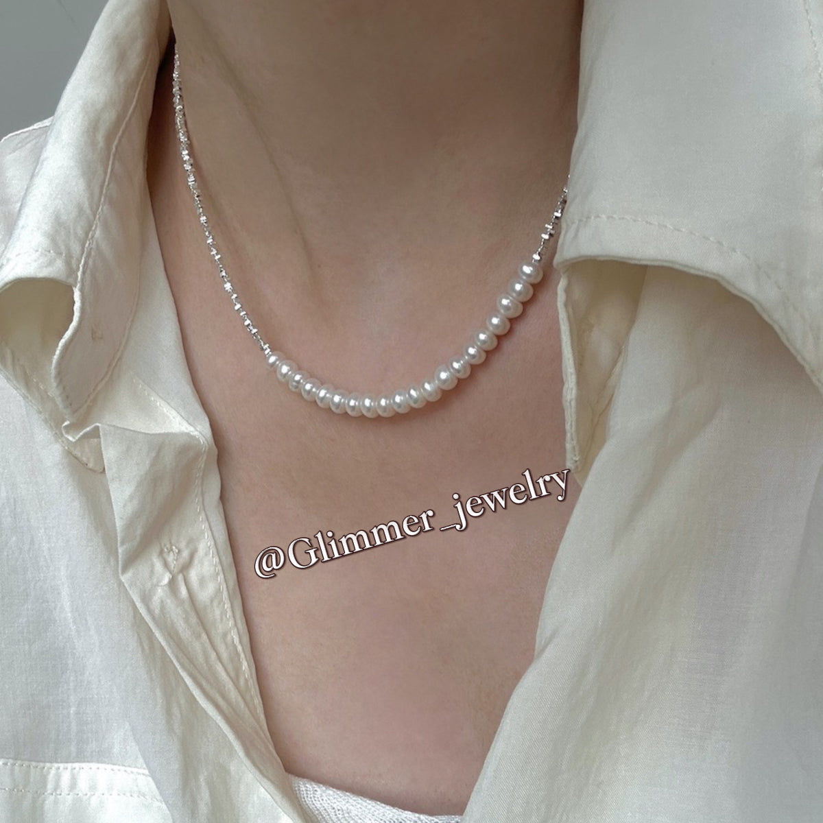 Shimmering 925 Sliver Pearl Bracelet & Necklace