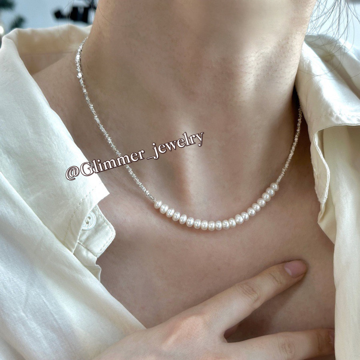 Shimmering 925 Sliver Pearl Bracelet & Necklace