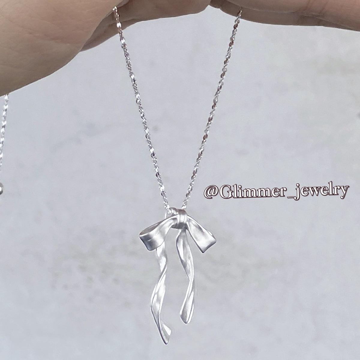 925 Sliver Bow Tie Ribbon Necklace