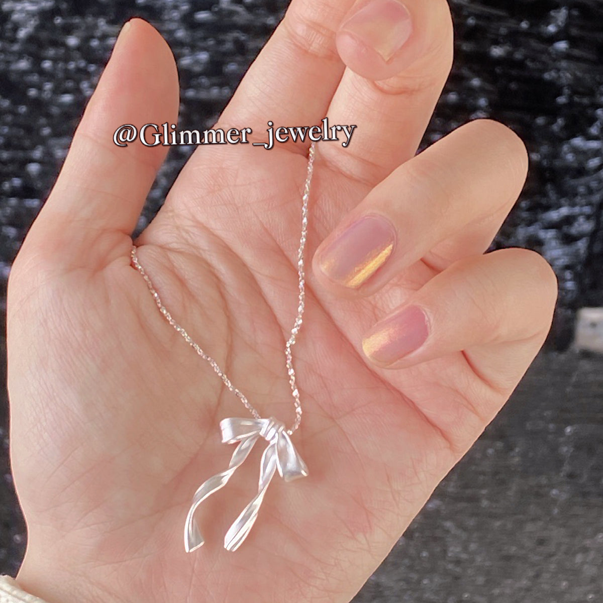 925 Sliver Bow Tie Ribbon Necklace