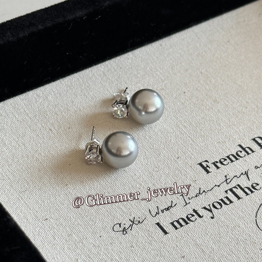 925 Sliver Artificial Pearl Diamond Earrings
