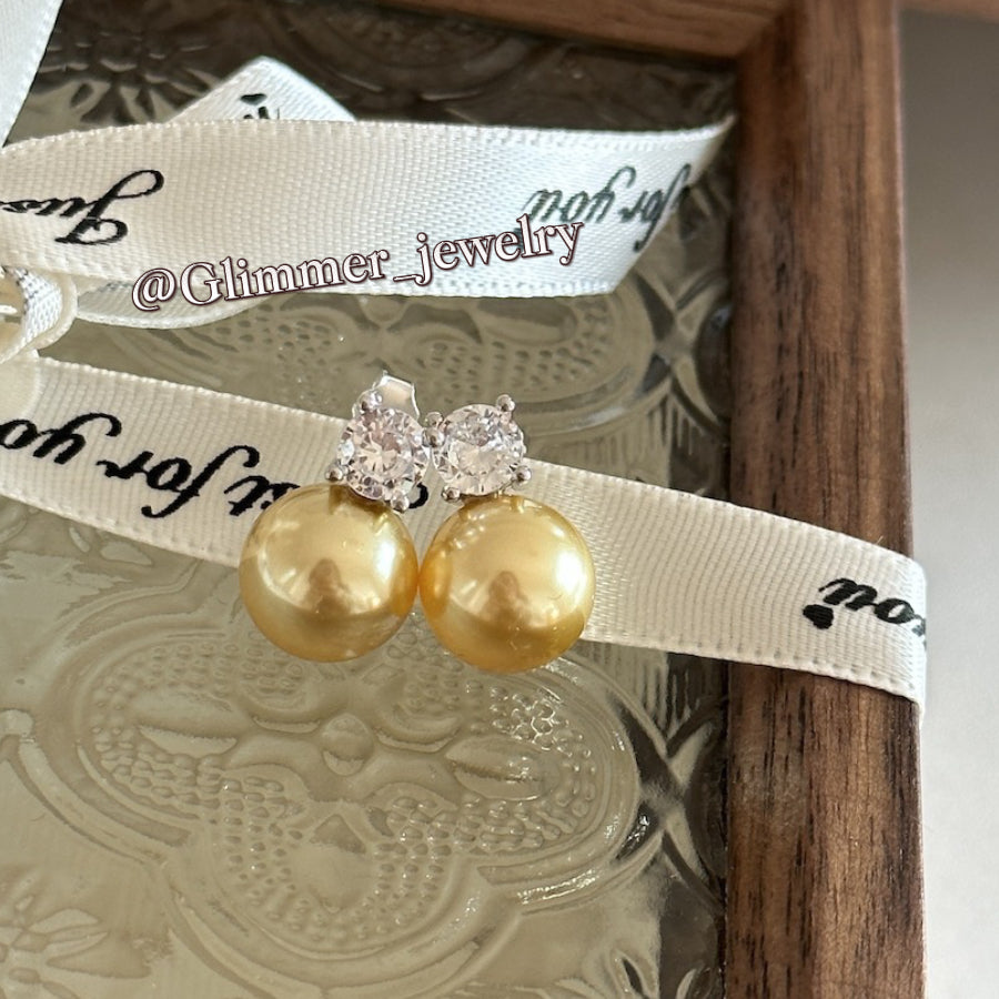 925 Sliver Artificial Pearl Diamond Earrings