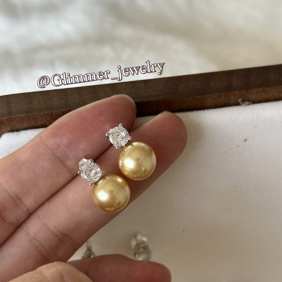 925 Sliver Artificial Pearl Diamond Earrings