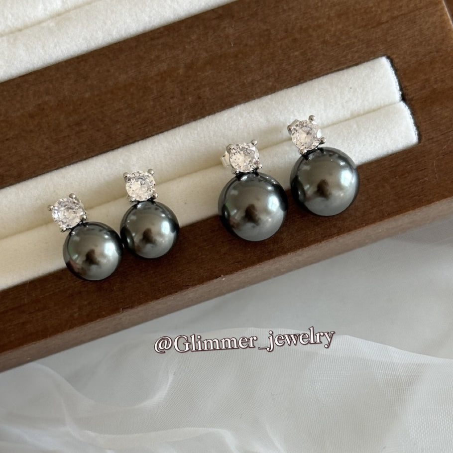 925 Sliver Artificial Pearl Diamond Earrings